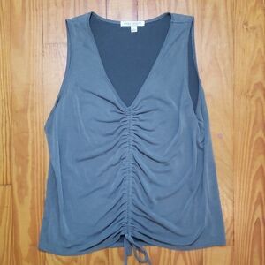 Green Envelope Slate Blue Ruched V-Neck Tank